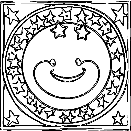 A crescent moon with stars Coloring Page