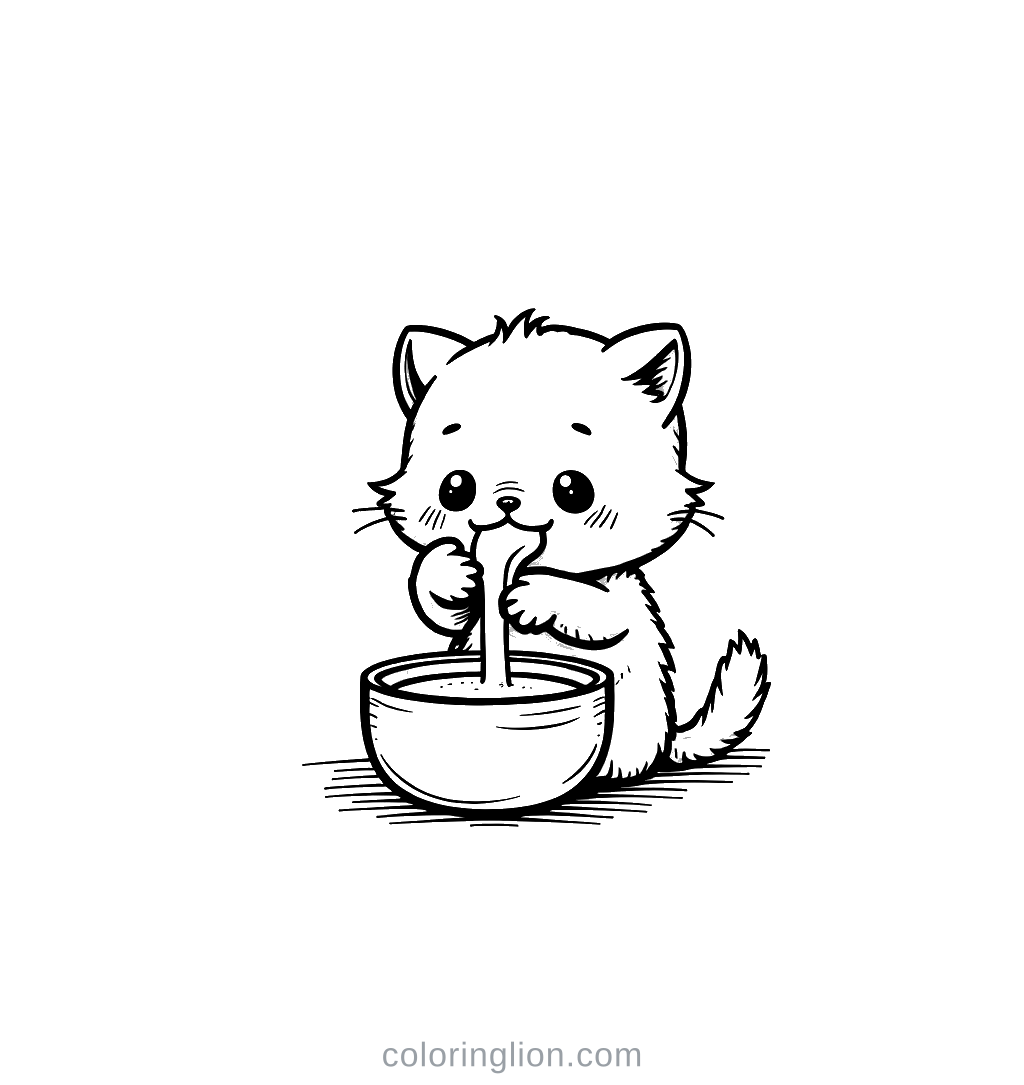 Cat Milk Coloring Page