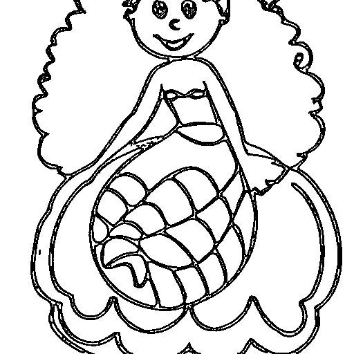 A mermaid holding a shell Coloring Page