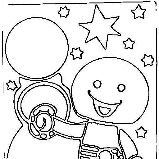 Astronaut floating Coloring Page