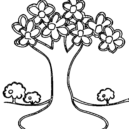 A tree in spring with blossoms Coloring Page