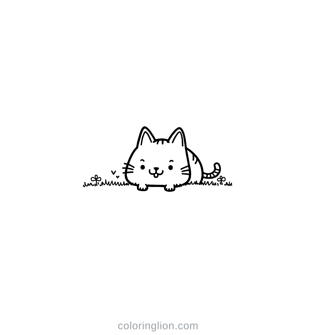 Fluffy Cat Coloring Page