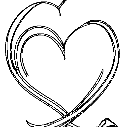 Two hearts tied with a ribbon Coloring Page