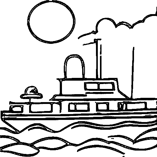 A steamboat Coloring Page