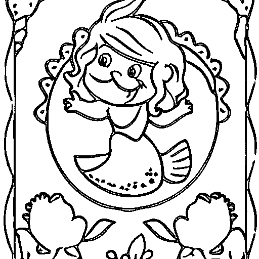 Little mermaid with long hair Coloring Page