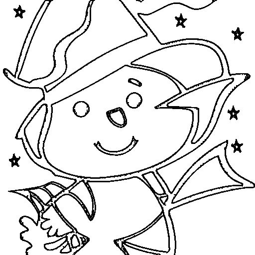 Little witch with a hat Coloring Page