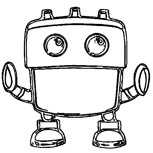 A friendly boxy robot Coloring Page