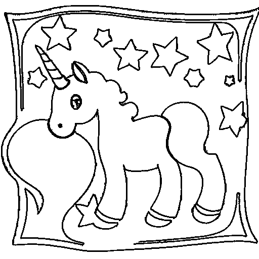 Baby unicorn with a flowing mane Coloring Page