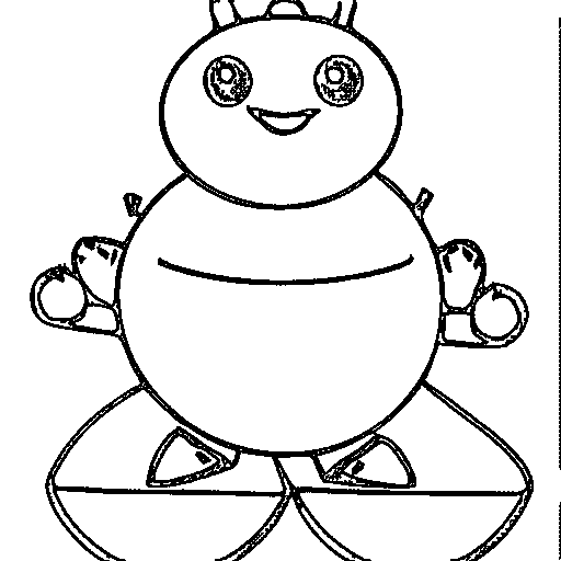 A round robot with wheels Coloring Page