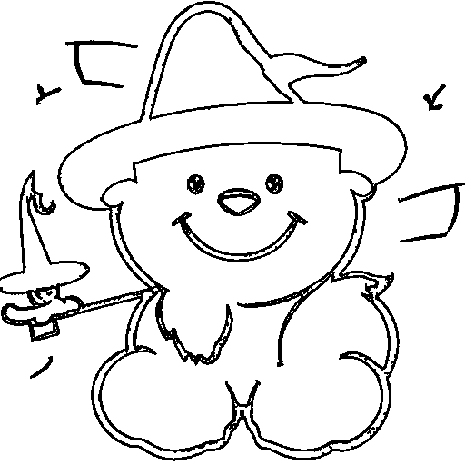 Little witch with a hat Coloring Page