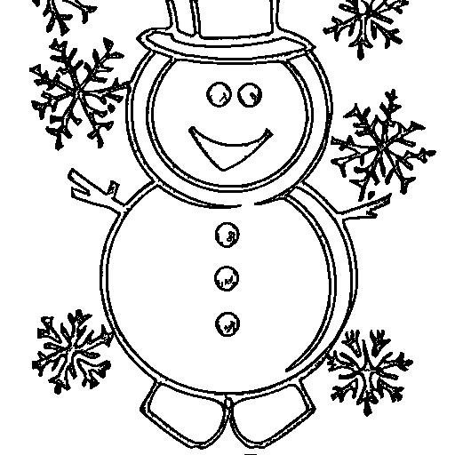 A snowman in winter Coloring Page