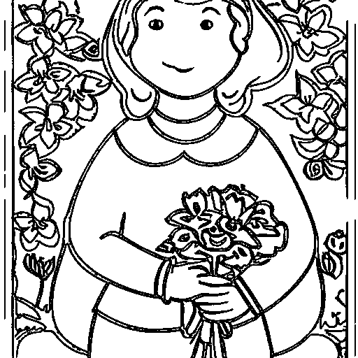 Princess with Flowers Coloring Page