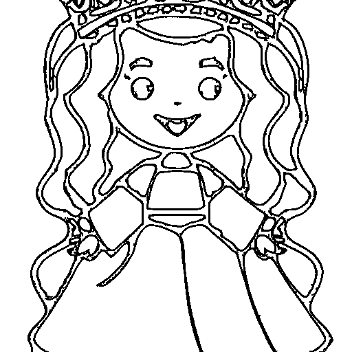 Little princess in a puffy gown with a crown Coloring Page