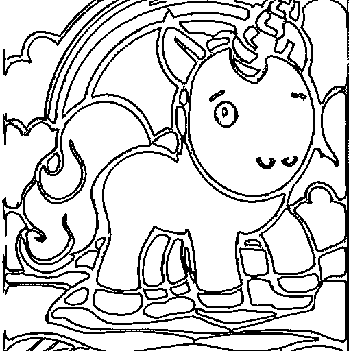 A unicorn with a rainbow horn Coloring Page