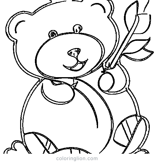 Beach Teddy Bear Coloring Page