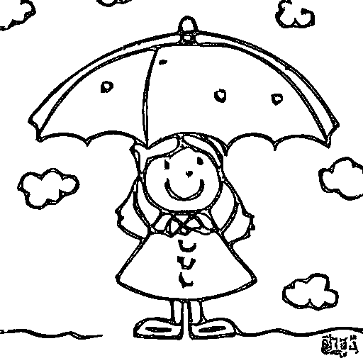 A rainbow umbrella Coloring Page