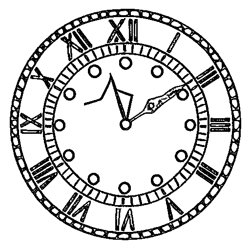 A clock at midnight with confetti Coloring Page