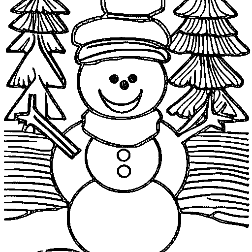 A snowman in winter Coloring Page