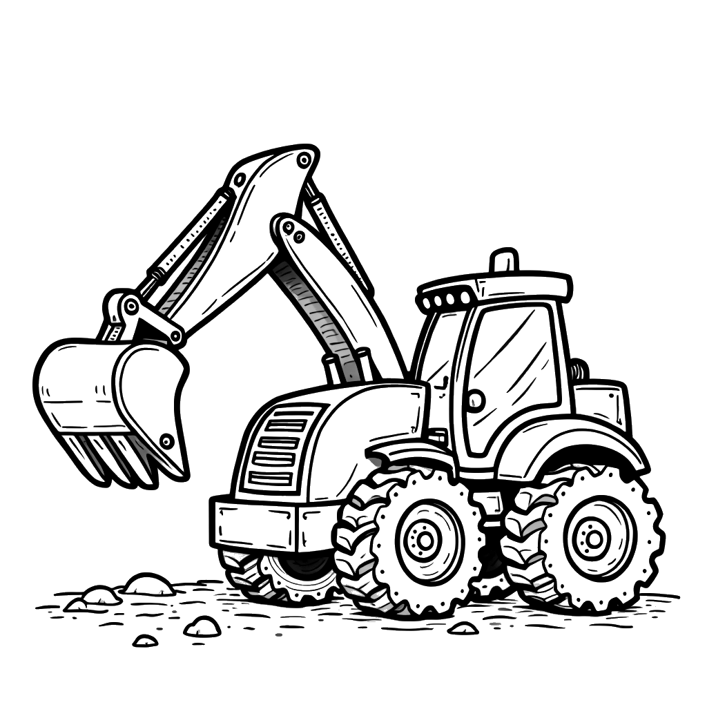 Excavator Coloring Page