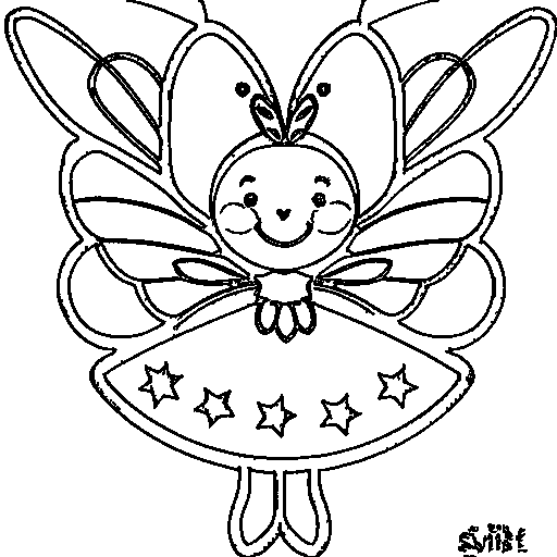 Little fairy with butterfly wings and a wand Coloring Page