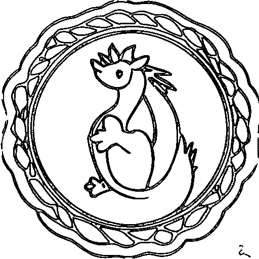 A friendly dragon breathing a tiny flame Coloring Page