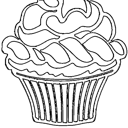 A cupcake with a cherry Coloring Page