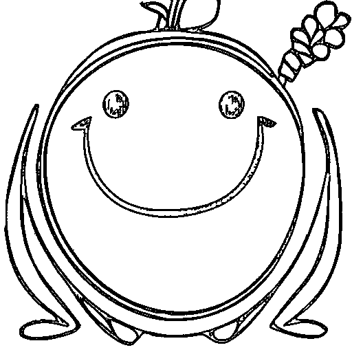 A happy square character Coloring Page