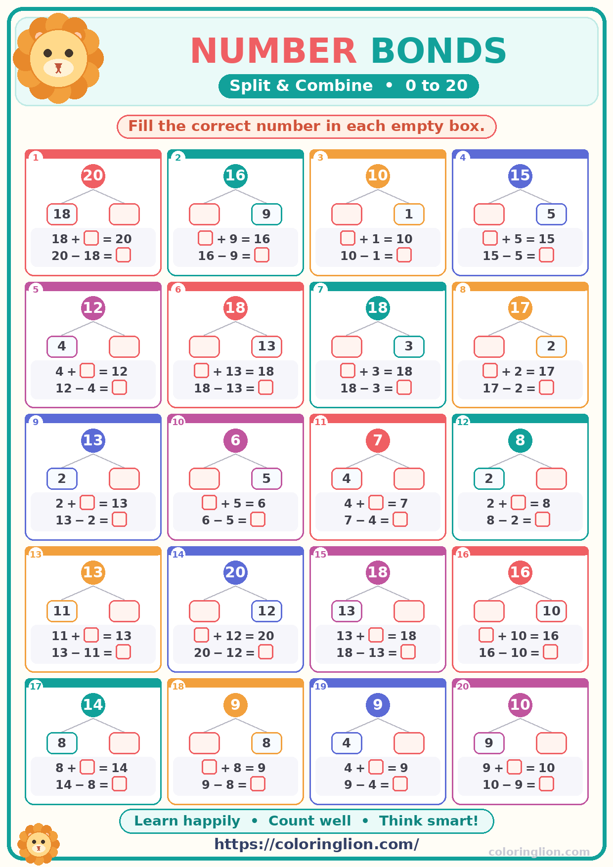Number Bonds to 20 21