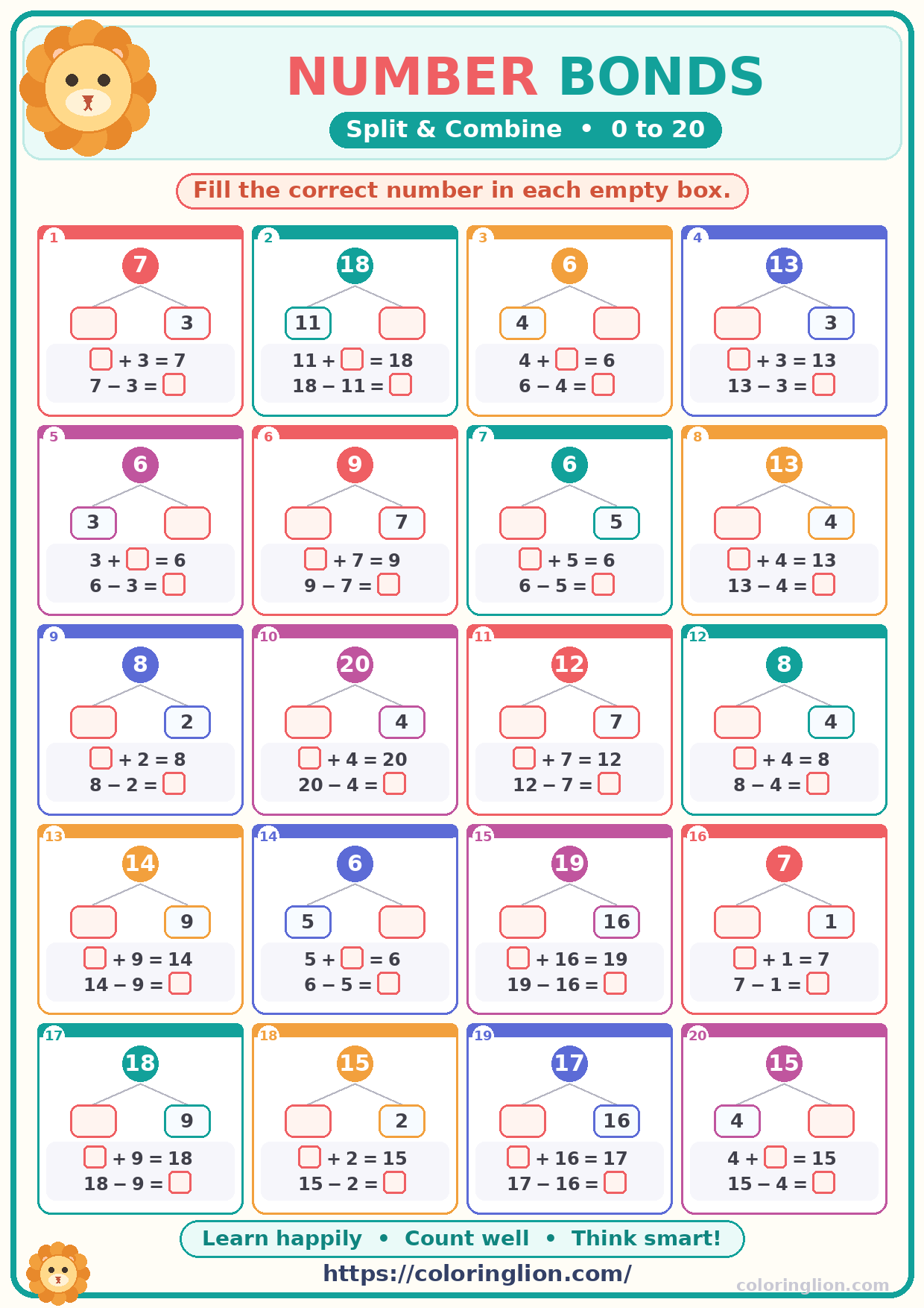 Number Bonds to 20 07