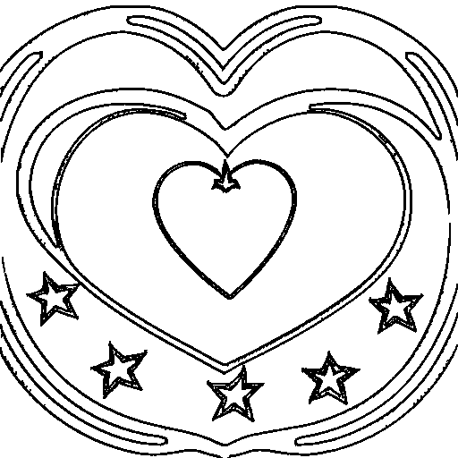 Two hearts tied with a ribbon Coloring Page