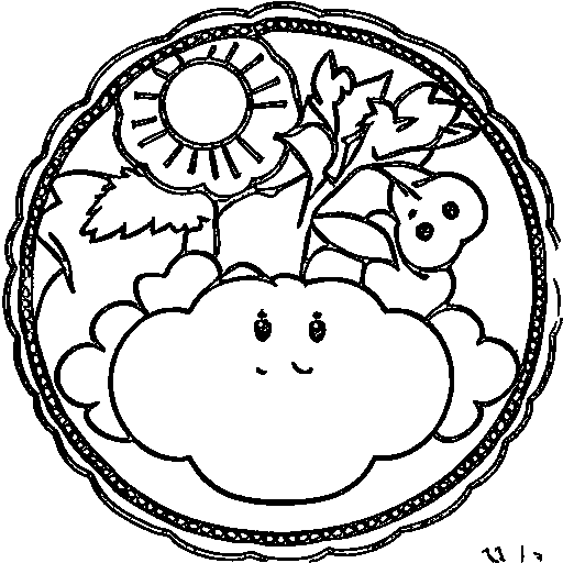 A round oak tree Coloring Page