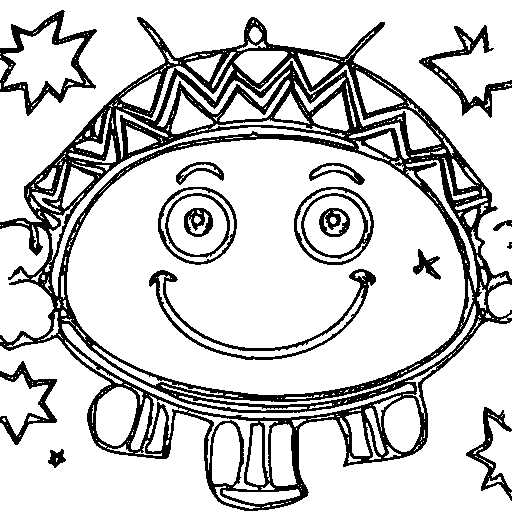 A friendly alien with antennae Coloring Page