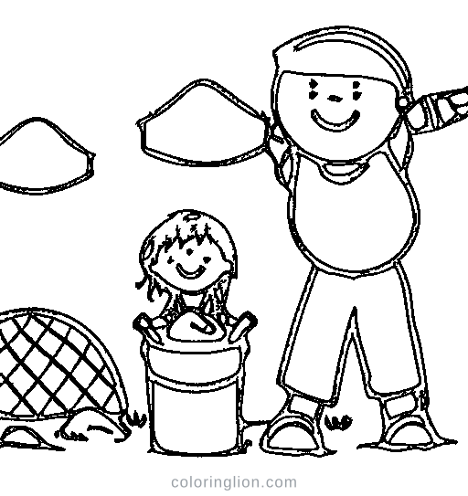 Sandcastle Bucket Coloring Page