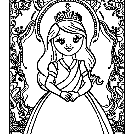 Princess and Pony Coloring Page