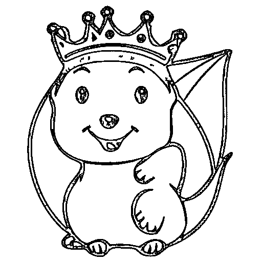 Baby dragon with a crown Coloring Page