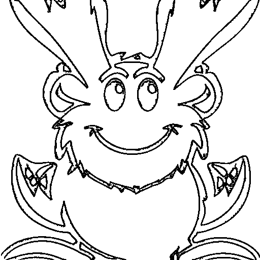 Furry monster with horns Coloring Page