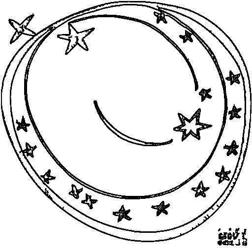 A crescent moon with stars Coloring Page