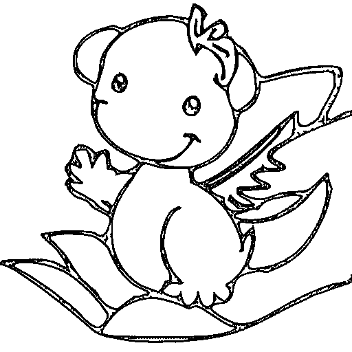 A chubby baby dragon with tiny wings Coloring Page