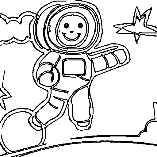 Astronaut with a flag Coloring Page