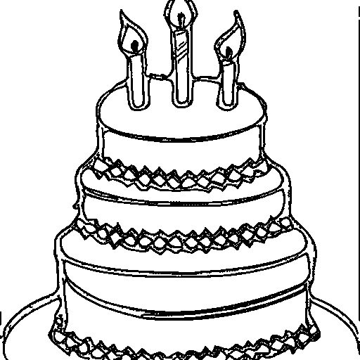 A birthday cake with candles Coloring Page