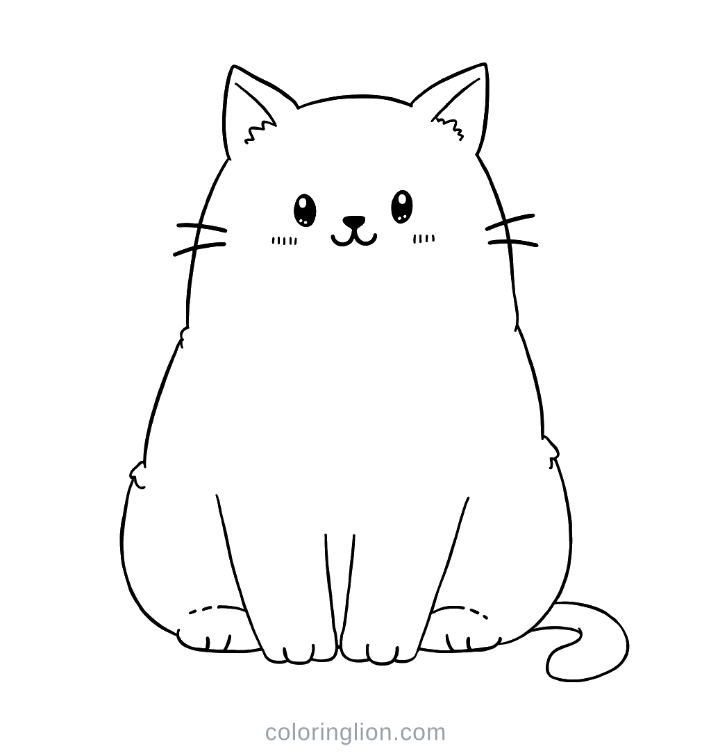 Chubby Cat Coloring Page