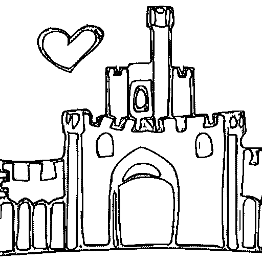 A castle with a heart gate Coloring Page