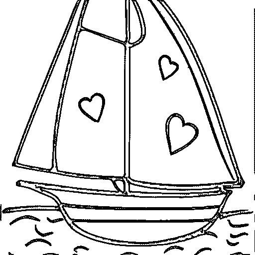 Little sailboat with a smile Coloring Page