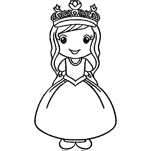 Little princess in a puffy gown with a crown Coloring Page