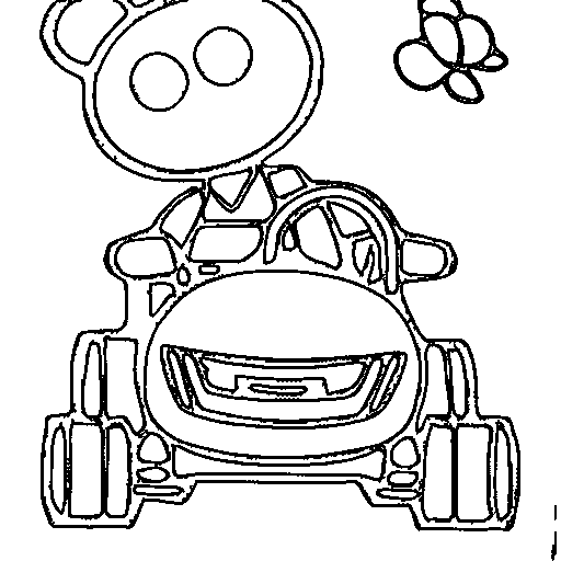 A go-kart with a smiling driver Coloring Page
