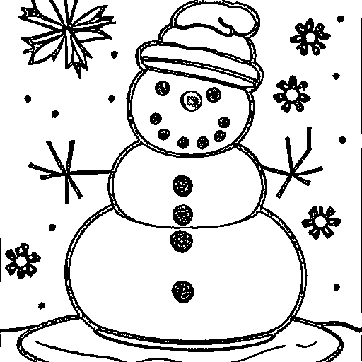 A snowman in winter Coloring Page