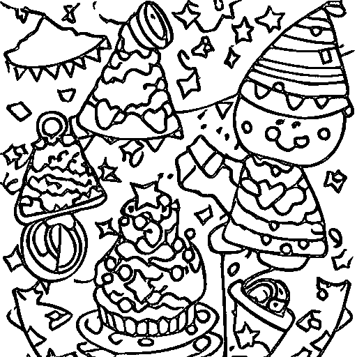 A party popper with confetti Coloring Page