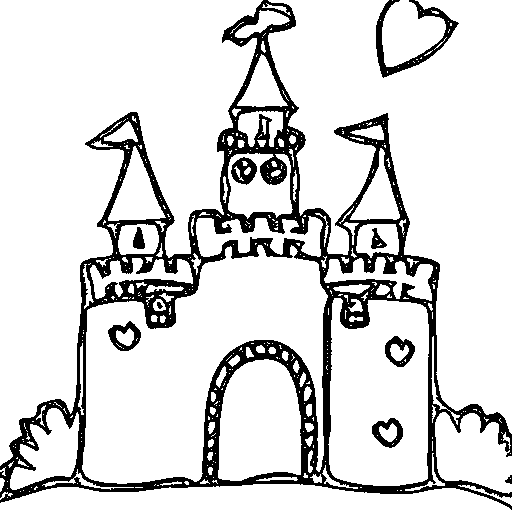 A castle with a heart gate Coloring Page