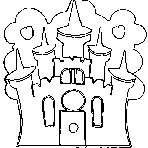 A fairytale castle with round towers Coloring Page