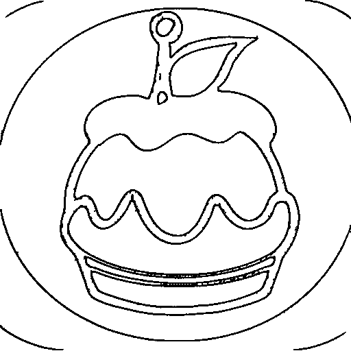 A cupcake with a cherry Coloring Page